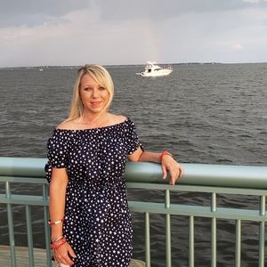 Navy and white stars off the shoulder dress